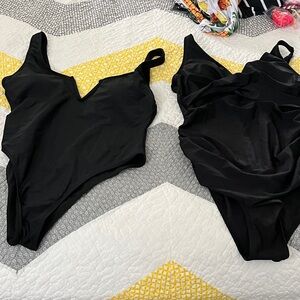 Set of 2 Black One-Piece Swimsuit